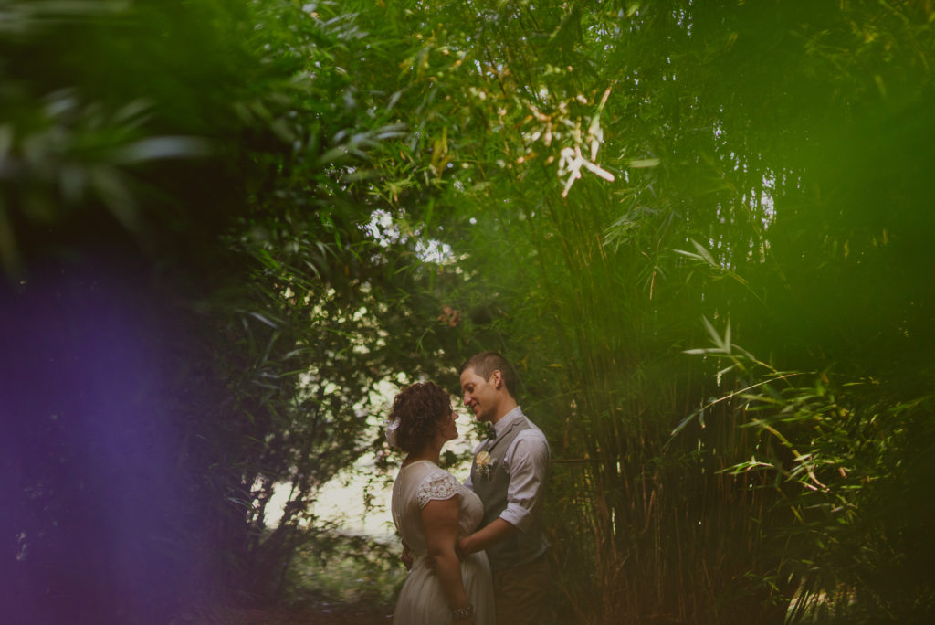 Bride and groom wedding photography at Taitua Arboretum